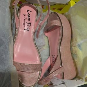 Pink platform sandals